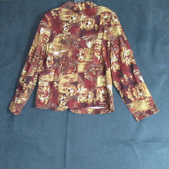 Requirements Blazer Womens XL Brown Floral Jacket Hipster Retro Artistic Teacher - Picture 2 of 5